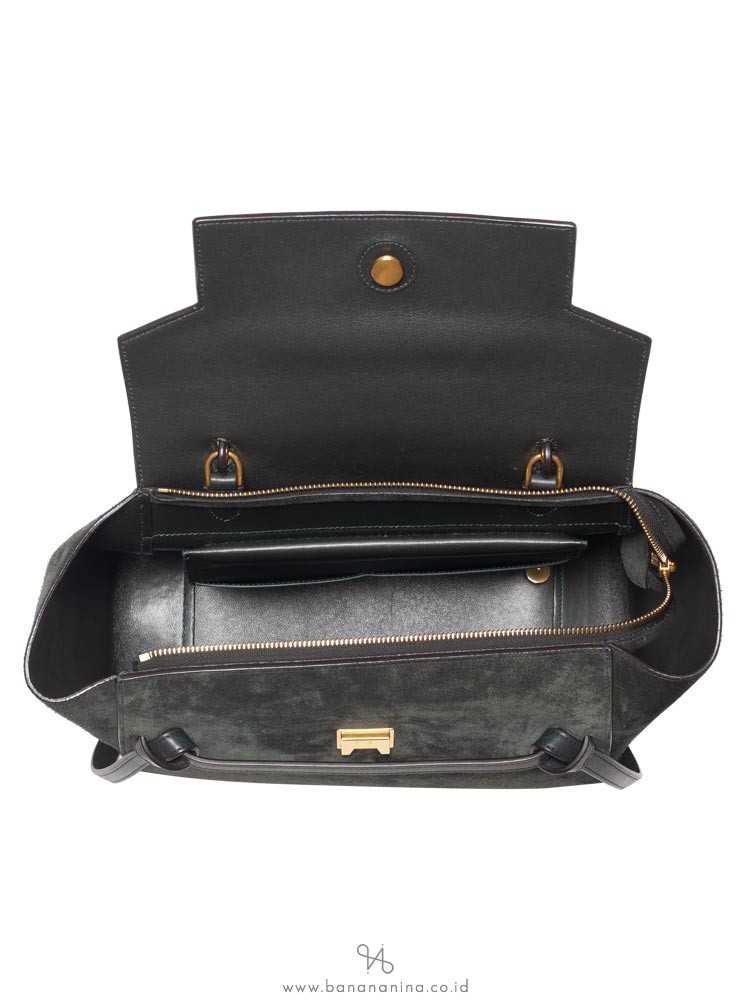 CELINE Suede Mini Belt Bag Dark Green