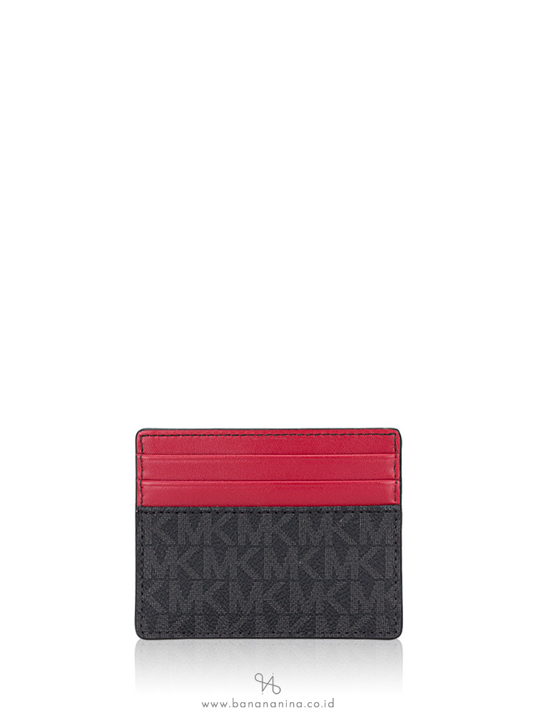 MICHAEL KORS Men Cooper Signature Barcelona Tall Card Case Black Scarlet