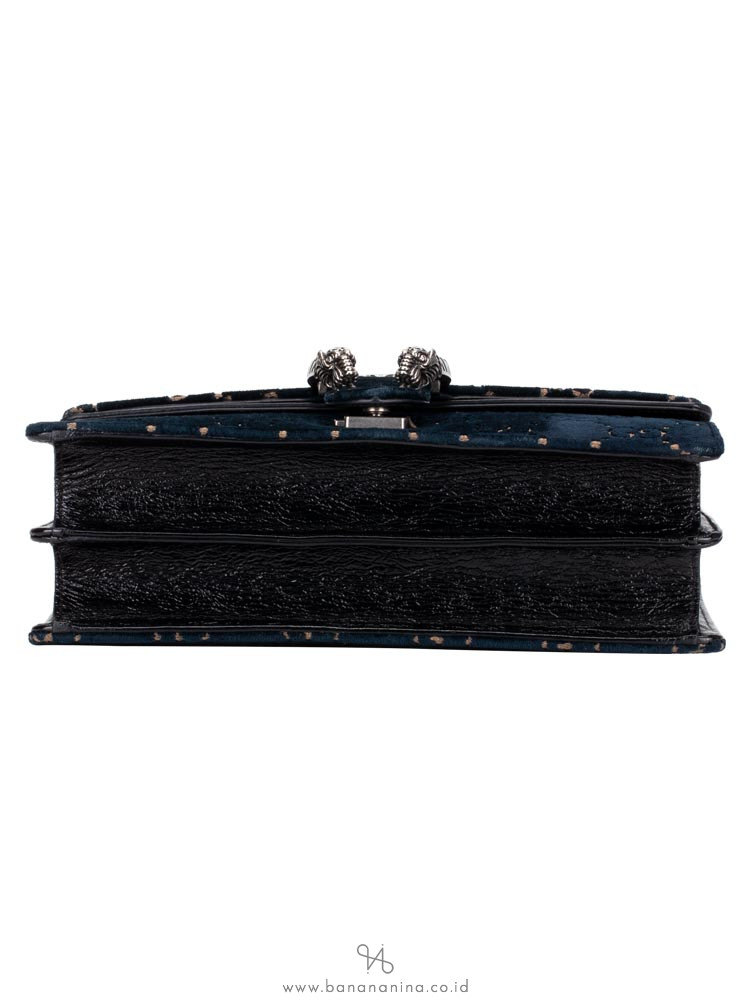 GUCCI Dionysus GG Small Velvet Shoulder Bag Navy