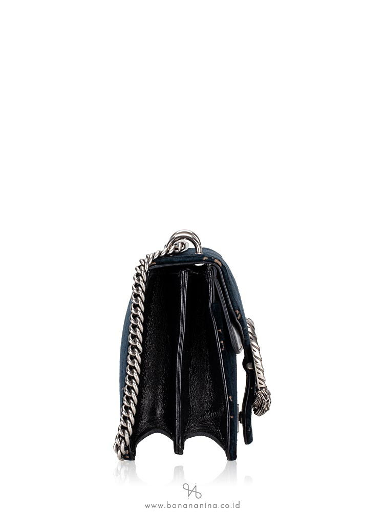 GUCCI Dionysus GG Small Velvet Shoulder Bag Navy