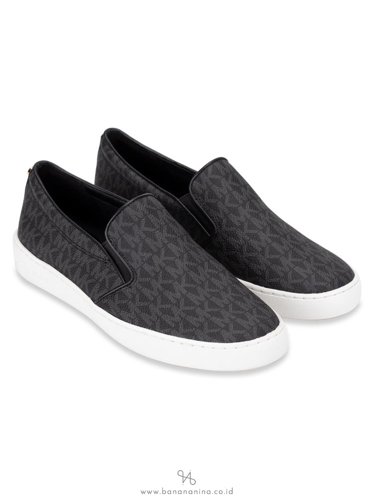 MICHAEL KORS Keaton Monogram Slip On Black Sz 8