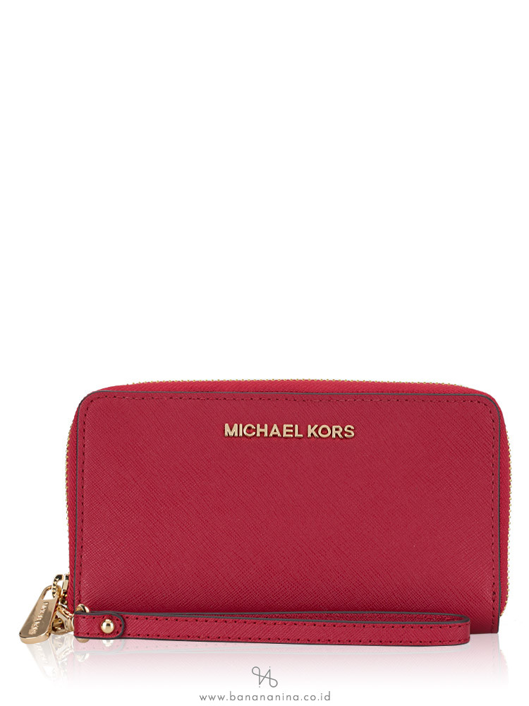 MICHAEL KORS Jet Set Travel Large Flat Multifunction Phone Case Scarlet