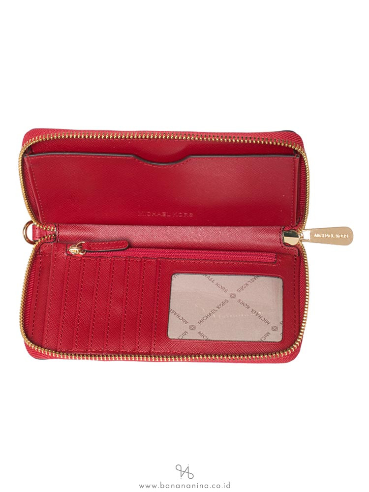 MICHAEL KORS Jet Set Travel Large Flat Multifunction Phone Case Scarlet