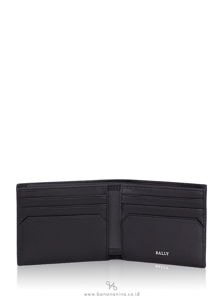 BALLY Men Bevye Leather Bifold Wallet Black Stripe