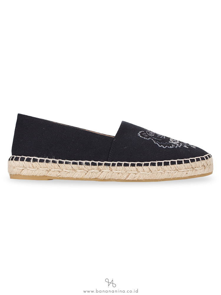 KENZO Tiger Canvas Christmas Espadrille Black Sz 37