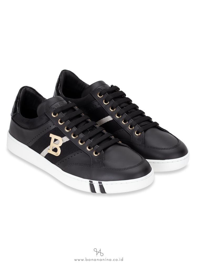 BALLY Men Wilsy Leather Sneakers Black Plain Sz 41