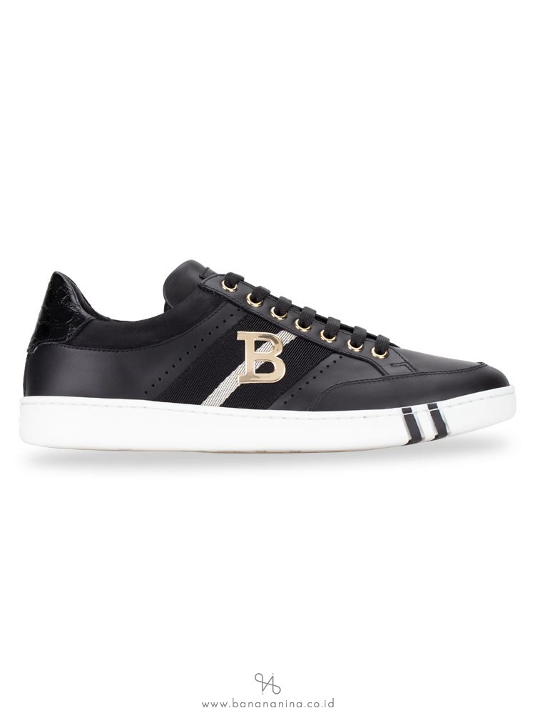 BALLY Men Wilsy Leather Sneakers Black Plain Sz 41