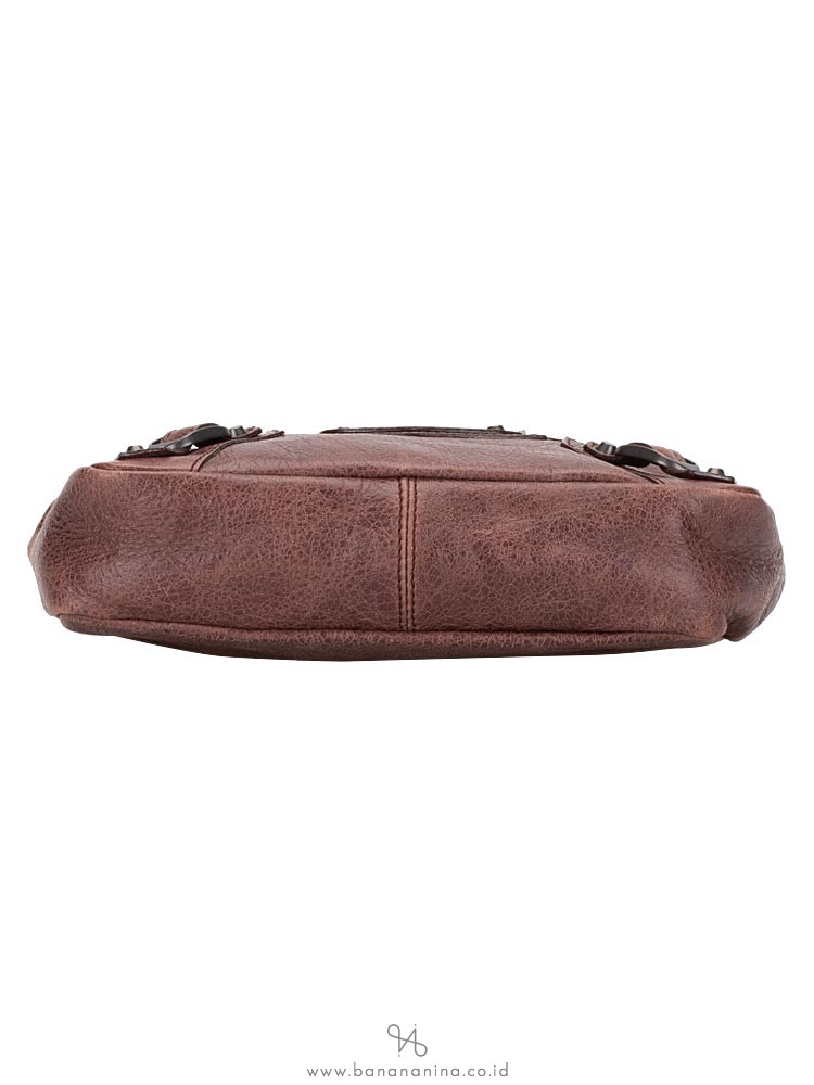 BALENCIAGA Classic Toilette Makeup Clutch Toffee