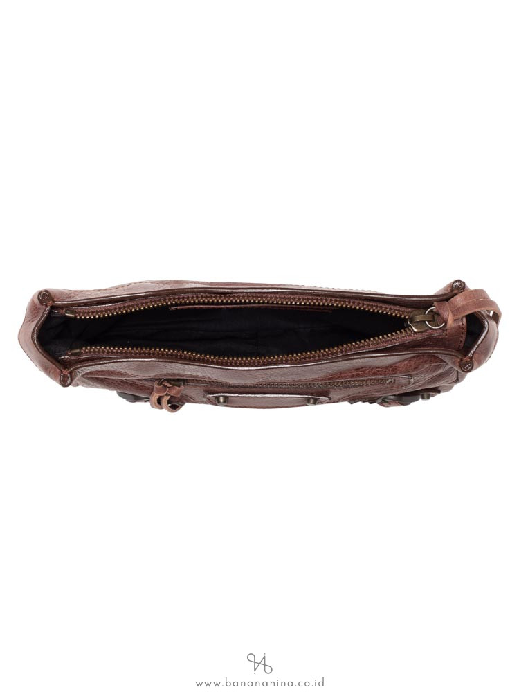BALENCIAGA Classic Toilette Makeup Clutch Toffee