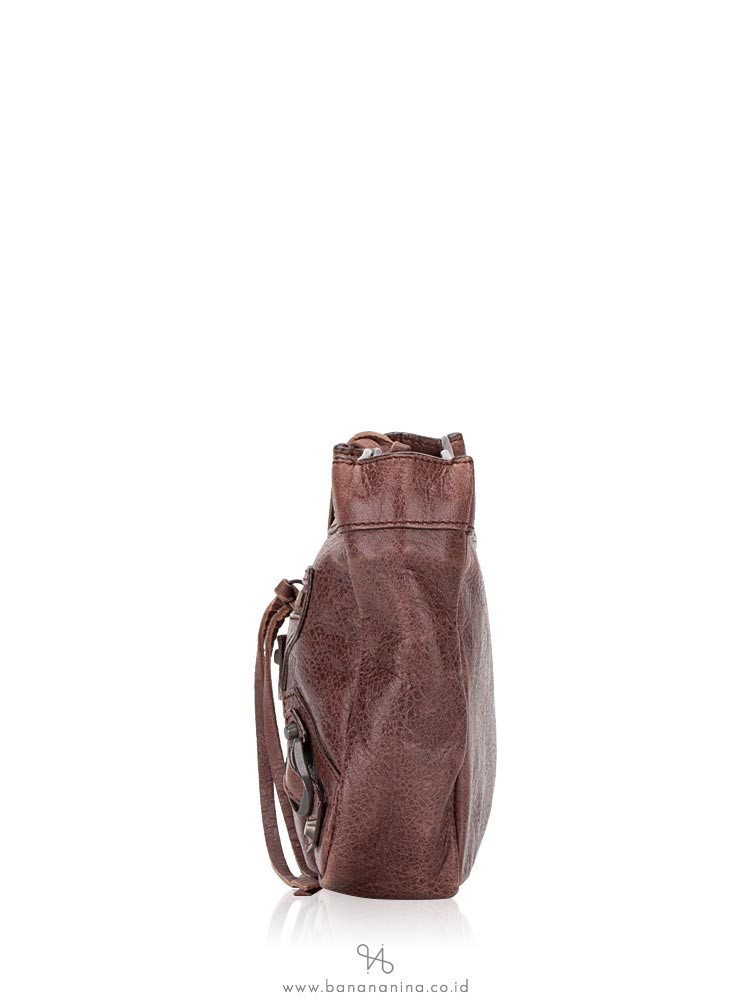 BALENCIAGA Classic Toilette Makeup Clutch Toffee