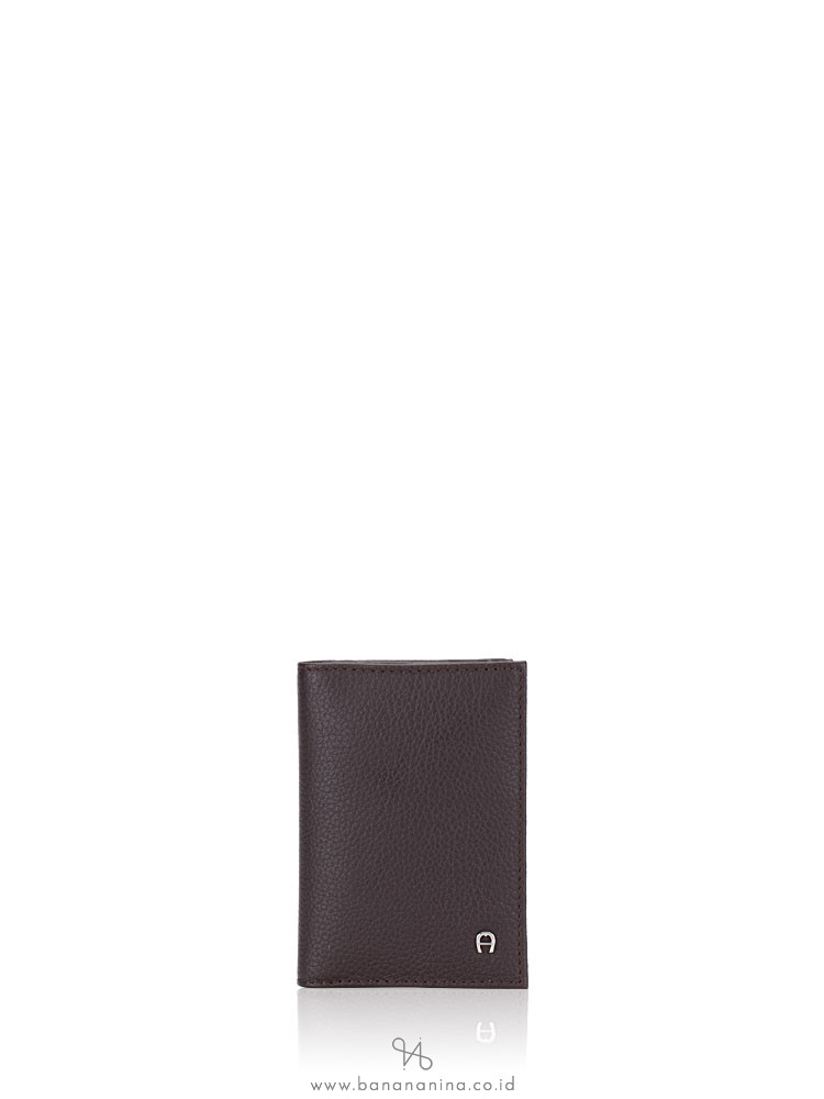 AIGNER Men Leather Card Case Brown