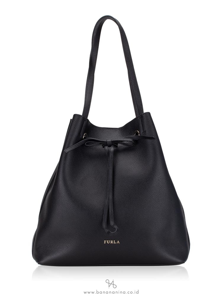 FURLA Costanza Leather Large Bucket Bag Onyx
