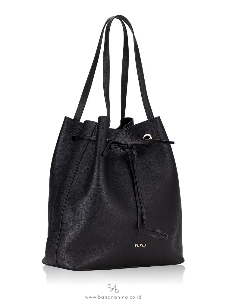 FURLA Costanza Leather Large Bucket Bag Onyx