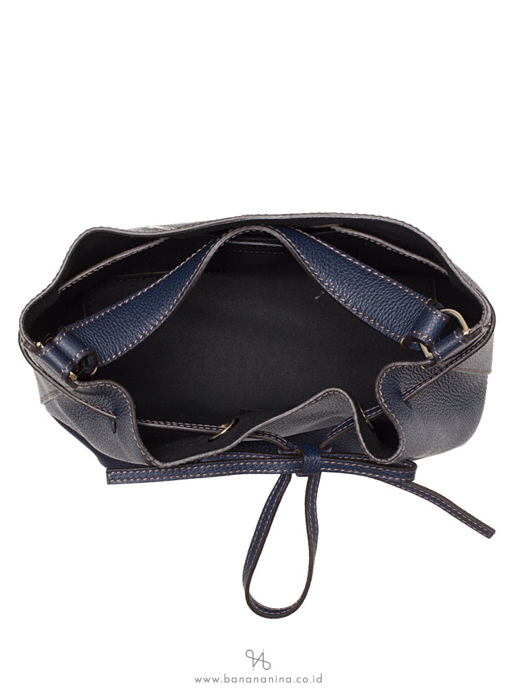 FURLA Costanza Leather Bucket Bag Navy