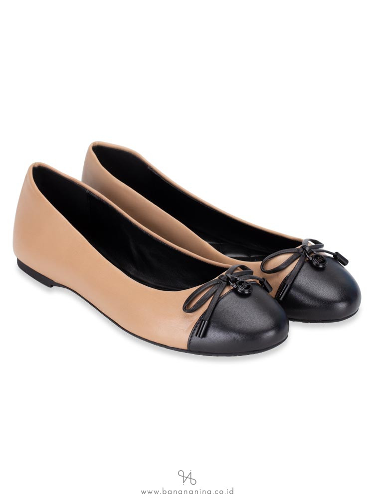 MICHAEL KORS Melody Toe Cap Ballerinas Flat Toffee Sz 6