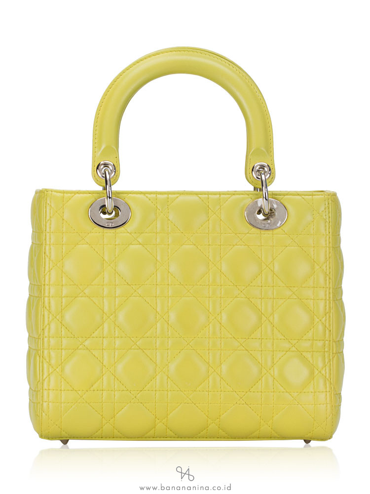 CHRISTIAN DIOR Cannage Medium Lady Dior Lime