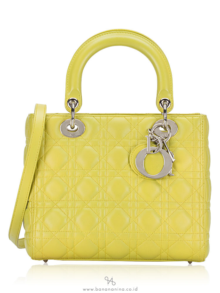 CHRISTIAN DIOR Cannage Medium Lady Dior Lime
