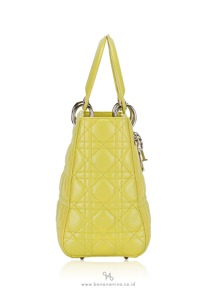 CHRISTIAN DIOR Cannage Medium Lady Dior Lime