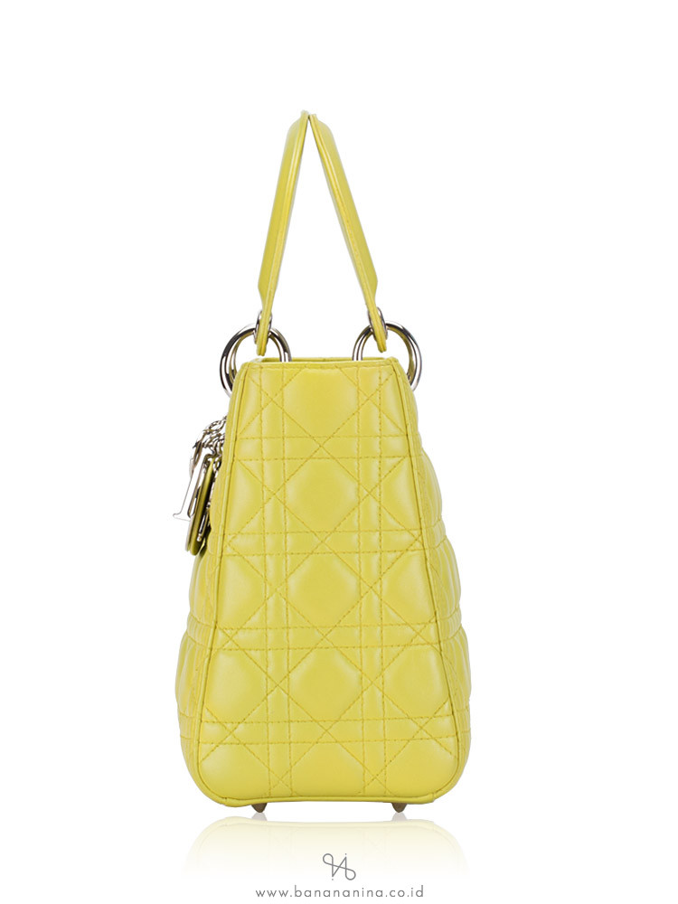 CHRISTIAN DIOR Cannage Medium Lady Dior Lime