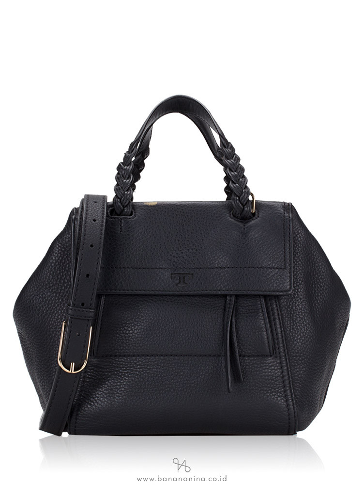 TORY BURCH Halfmoon Mini Leather Satchel Black