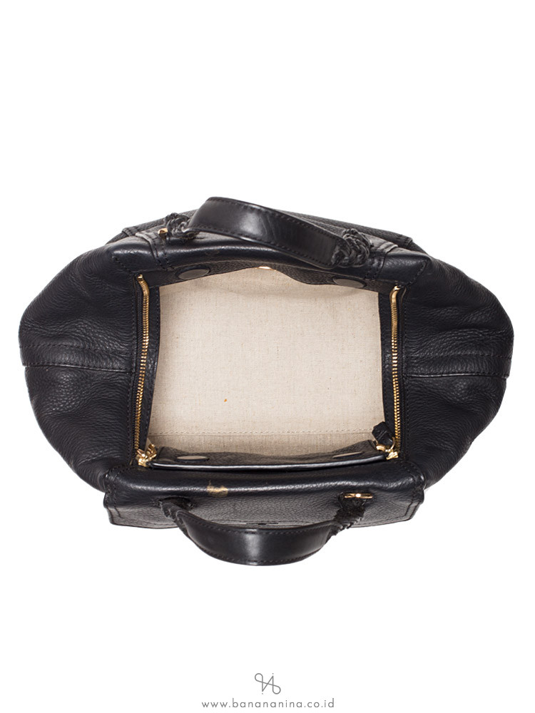 TORY BURCH Halfmoon Mini Leather Satchel Black