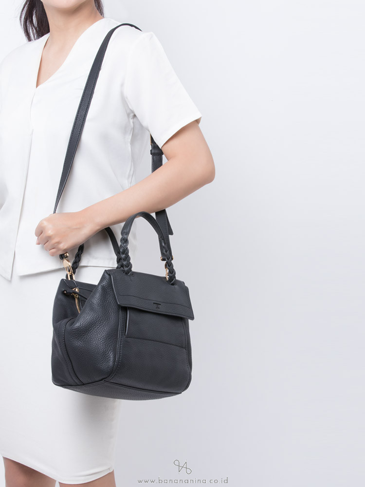 TORY BURCH Halfmoon Mini Leather Satchel Black