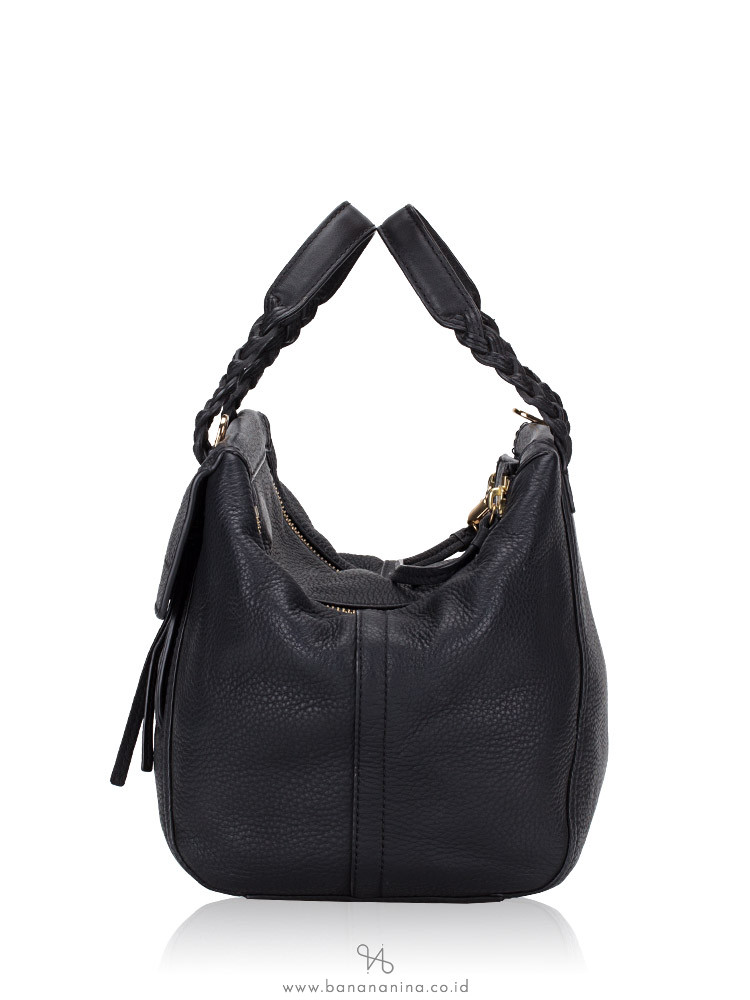 TORY BURCH Halfmoon Mini Leather Satchel Black