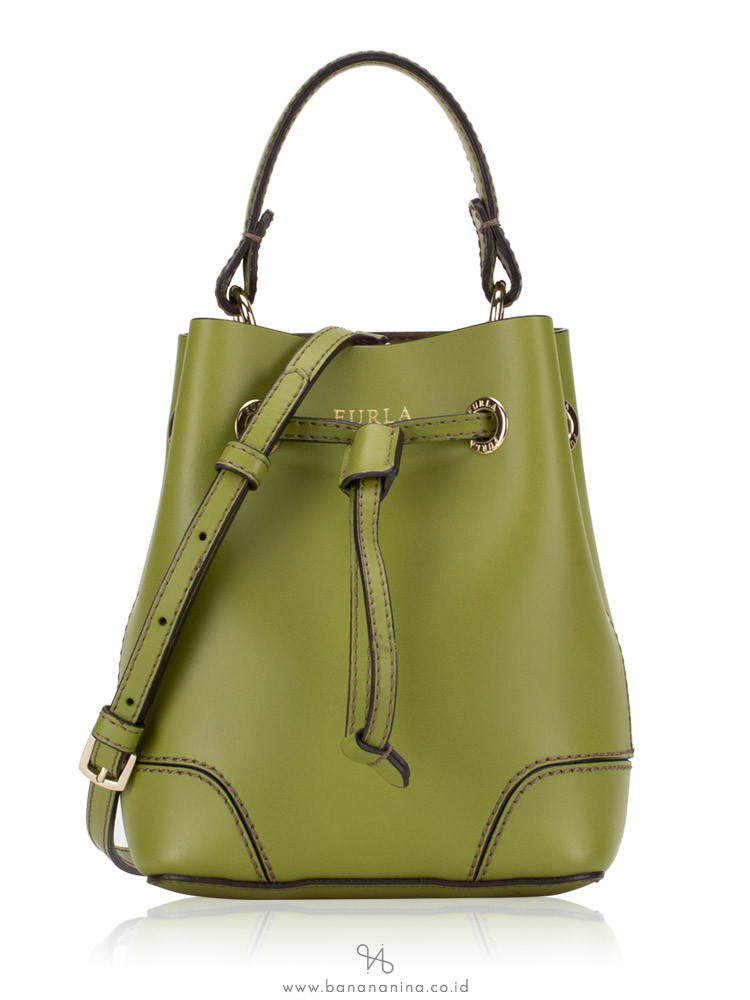 FURLA Stacy Soft Leather Mini Bucket Bag Olive