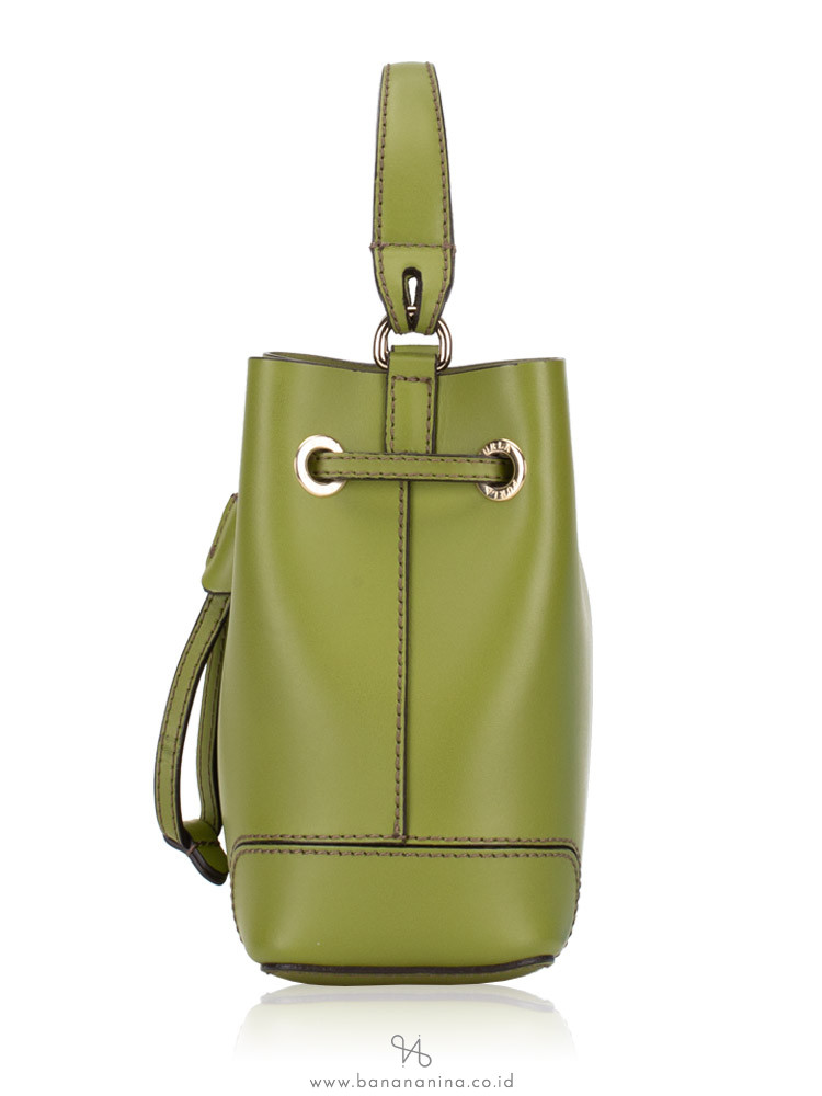 FURLA Stacy Soft Leather Mini Bucket Bag Olive