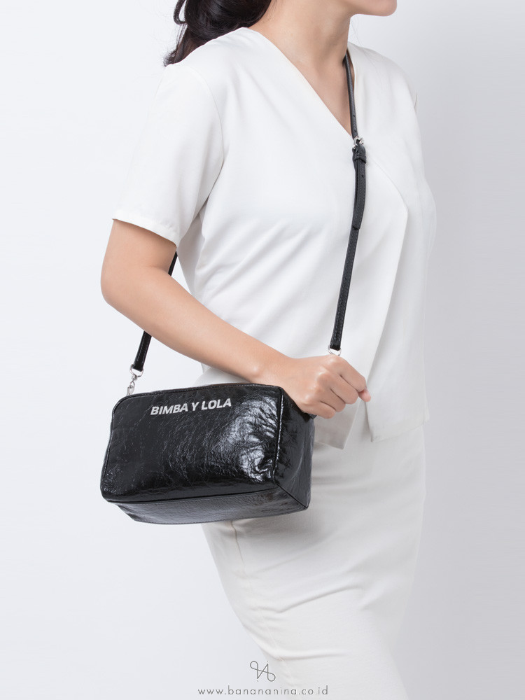 BIMBA Y LOLA Leather Rectangular Crossbody Black