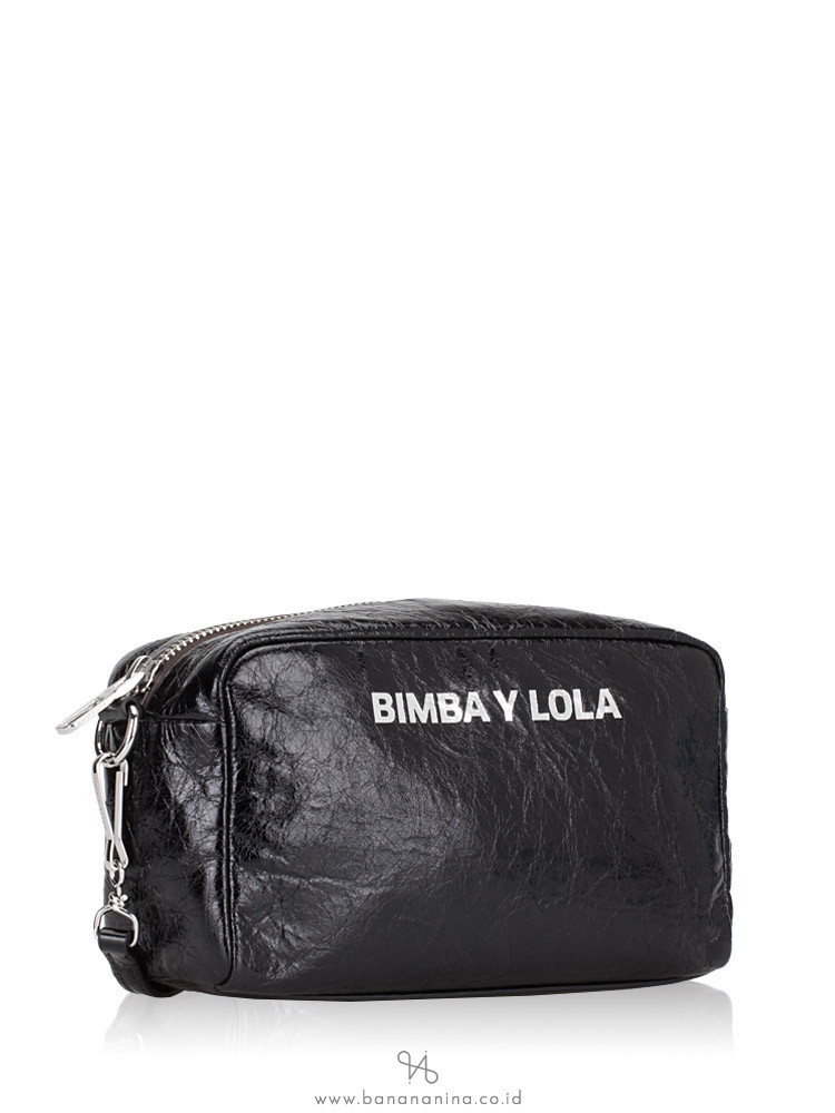 BIMBA Y LOLA Leather Rectangular Crossbody Black