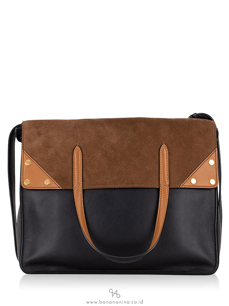 FENDI Flip Regular Shoulder Bag Black Brown