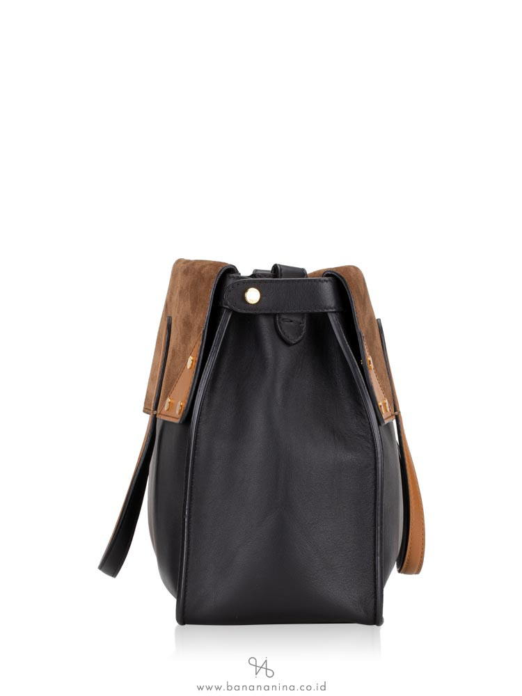 FENDI Flip Regular Shoulder Bag Black Brown