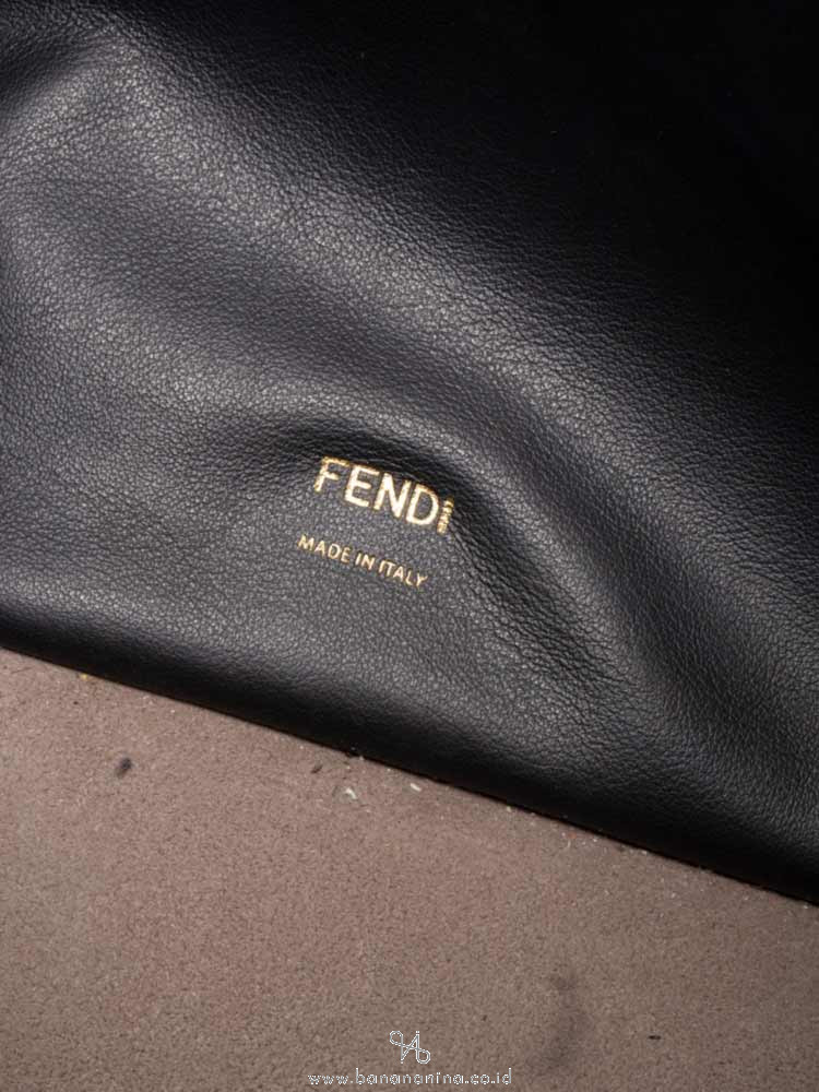 FENDI Flip Regular Shoulder Bag Black Brown