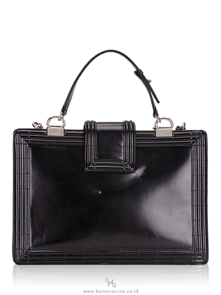 CHANEL Lambskin Boy Reverso Shopping Black