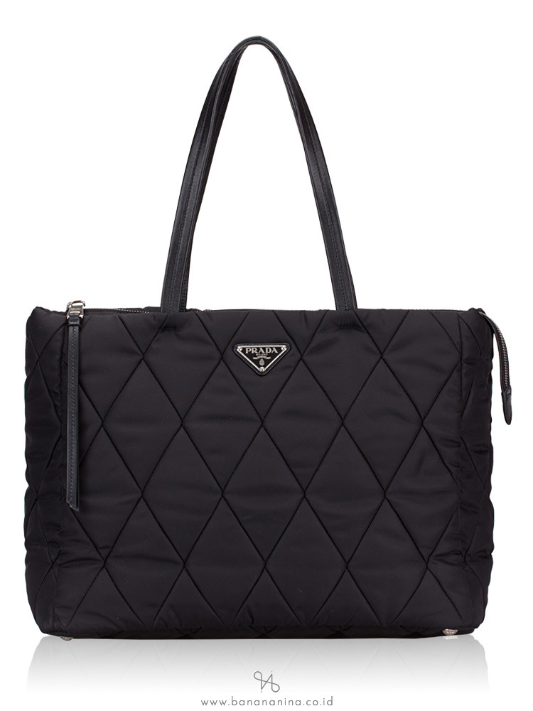 PRADA 1BG169 Quilted Nylon Tote Nero