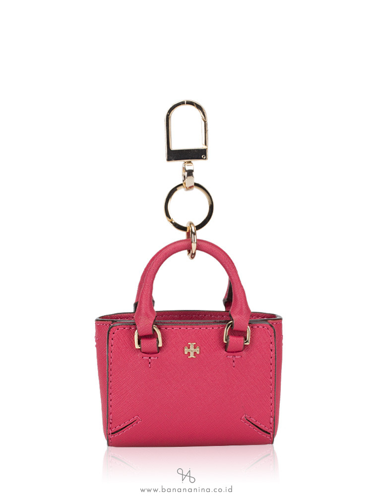 TORY BURCH Robinson Tote Keyfob Dark Peony