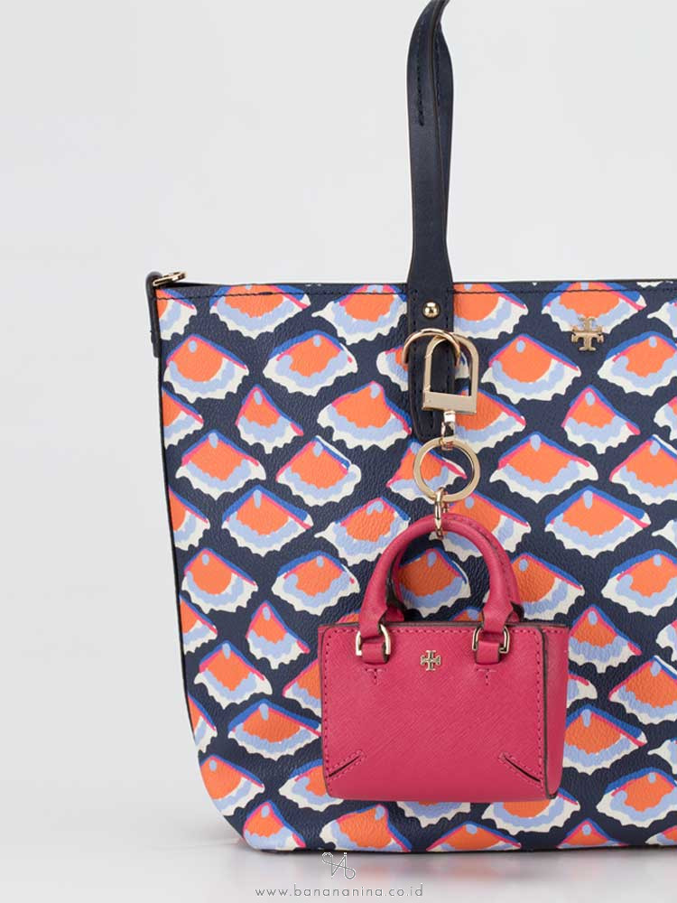 TORY BURCH Robinson Tote Keyfob Dark Peony