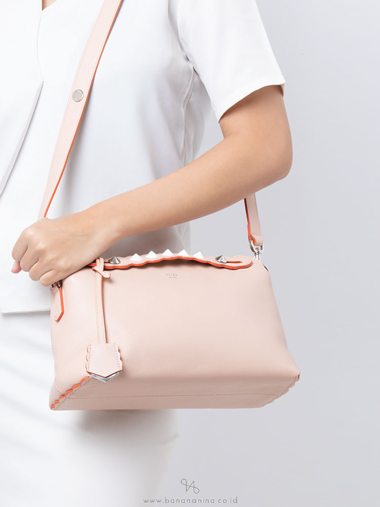 FENDI Studded Scallop Small By The Way Peach