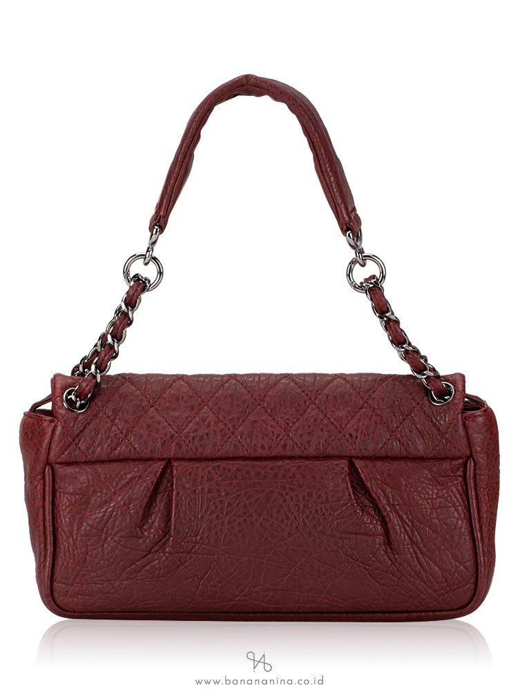 CHANEL Goatskin Quilted Coco Pleats Shoulder Bag Maroon