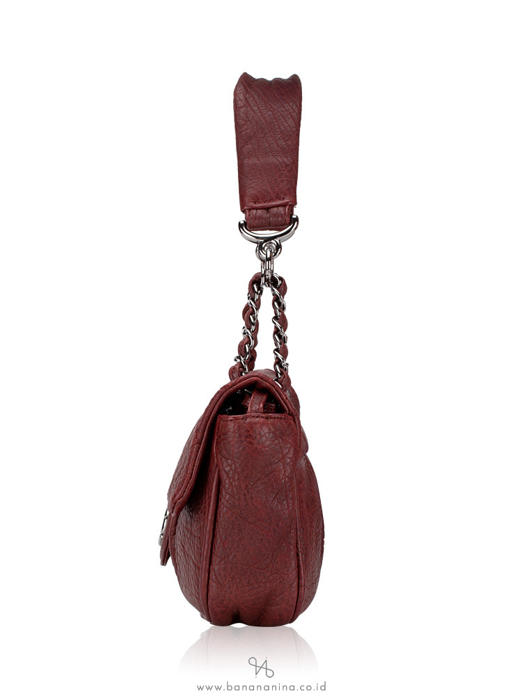 CHANEL Goatskin Quilted Coco Pleats Shoulder Bag Maroon