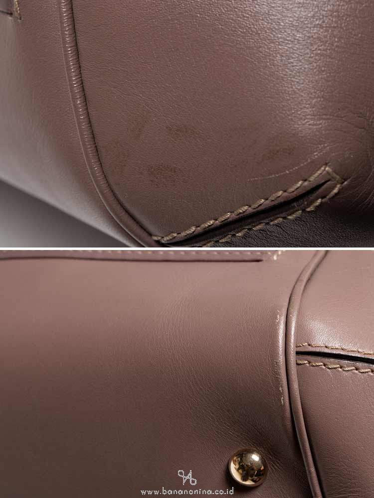 GUCCI GG Canvas Mayfair Top Handle Bag Beige Purple