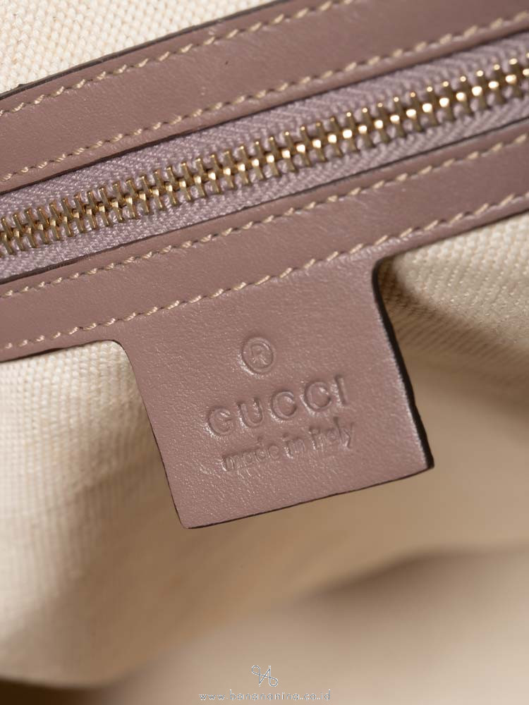 GUCCI GG Canvas Mayfair Top Handle Bag Beige Purple