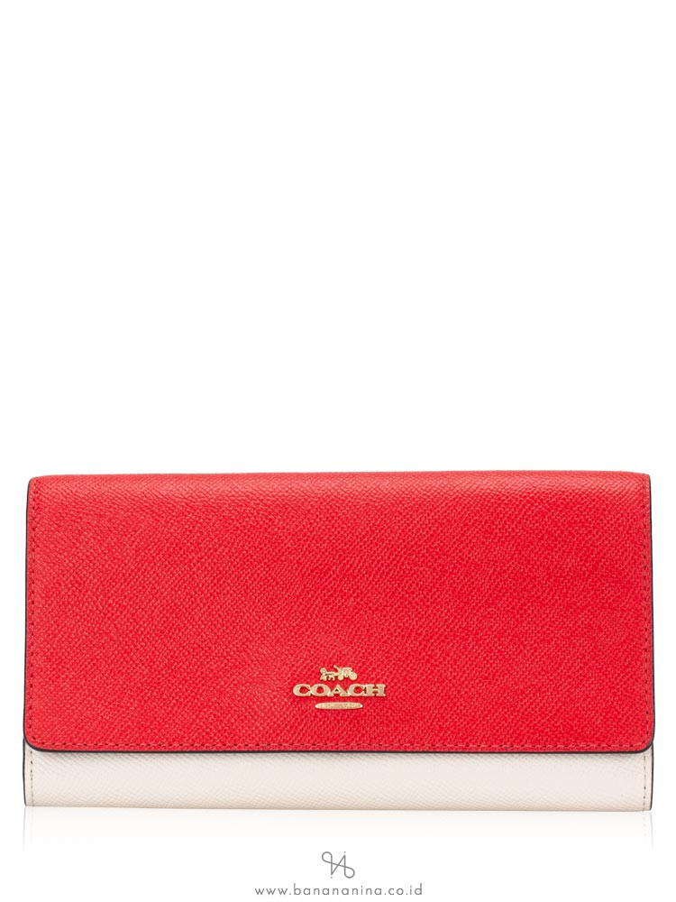 COACH 87932 Colorblock Trifold Wallet Bright Red Multi