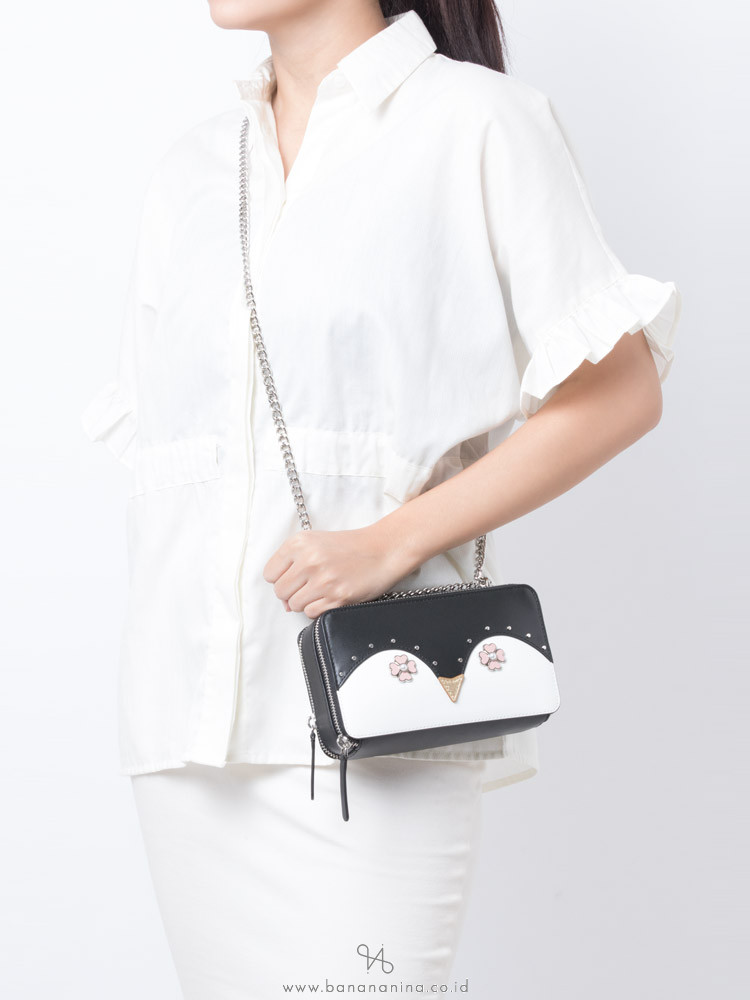 KATE SPADE Frosty Chain Double Zip Crossbody Black