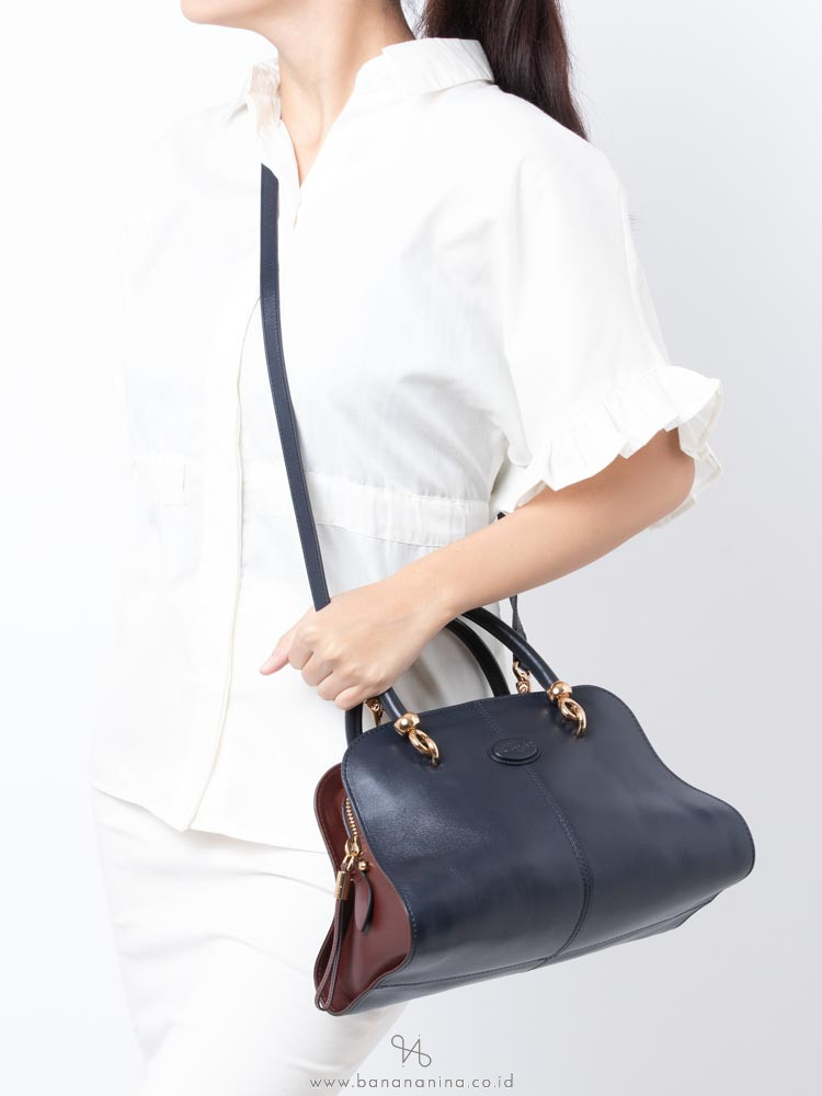 TOD'S Sella Small Bowler Bag Navy Blue