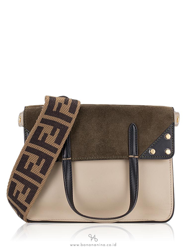 FENDI Vitello Grace Flip Small Shoulder Bag Cloud Forest