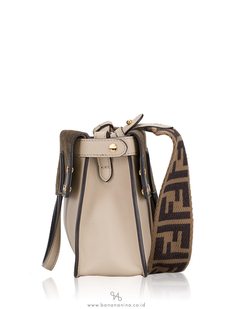 FENDI Vitello Grace Flip Small Shoulder Bag Cloud Forest