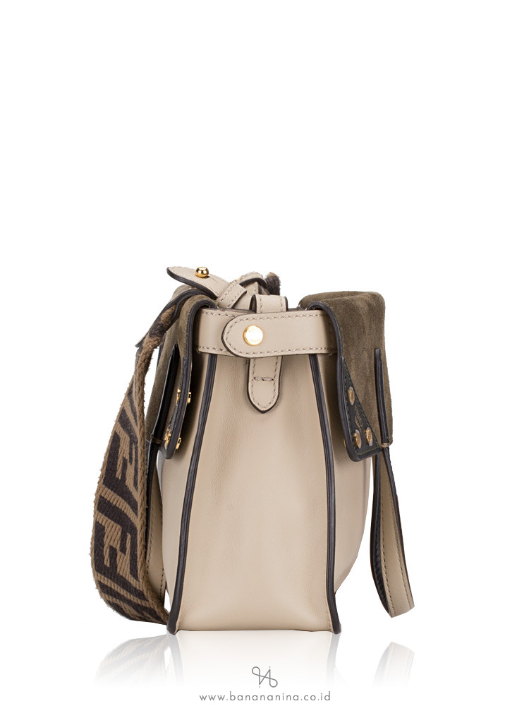 FENDI Vitello Grace Flip Small Shoulder Bag Cloud Forest