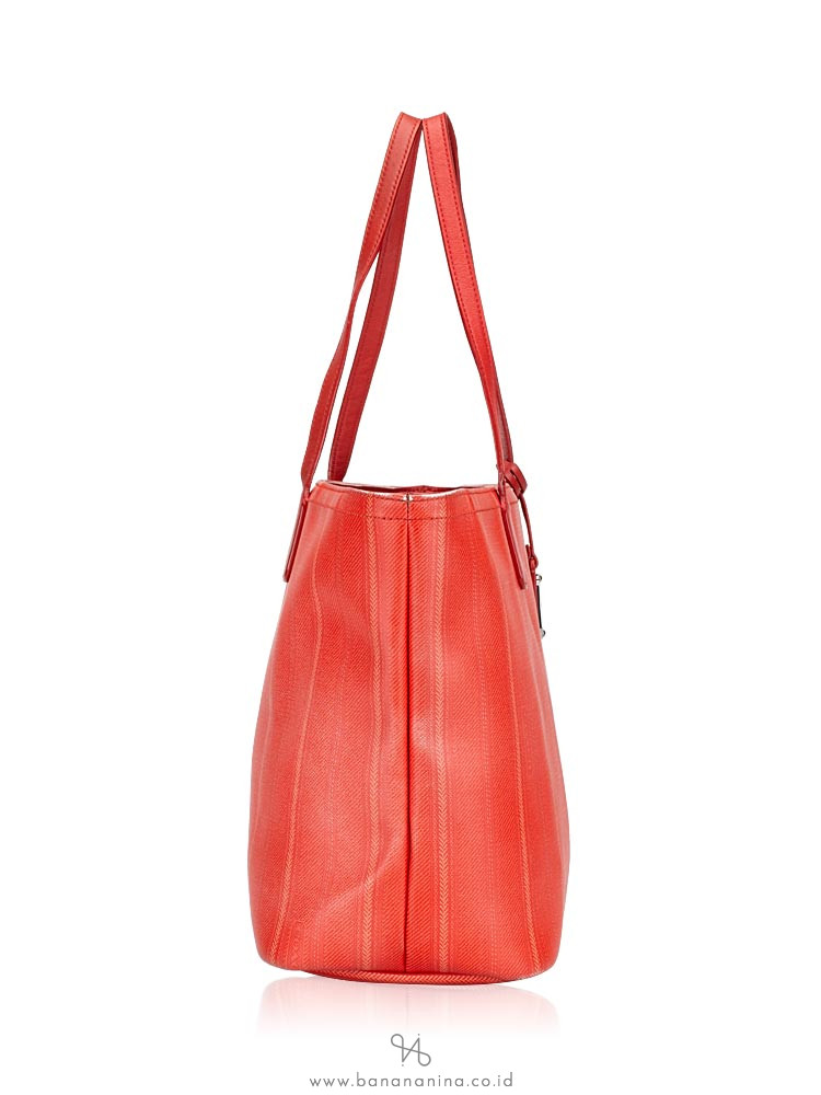 COACH 23108P Legacy Weekend Ticking Stripe Tote Red